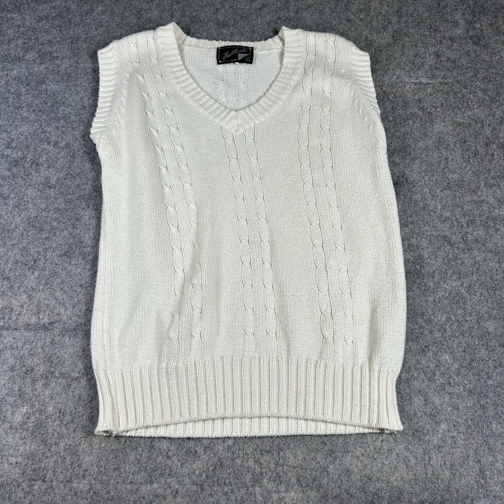 Vintage Heathcote Sweater Vest Womens Medium Cable Knit Y2K Made In USA Cotton